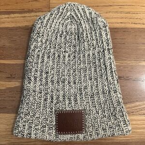 Love Your Melon Black/White Speckled Cable Knit Beanie, Non-cuffed, Made in USA